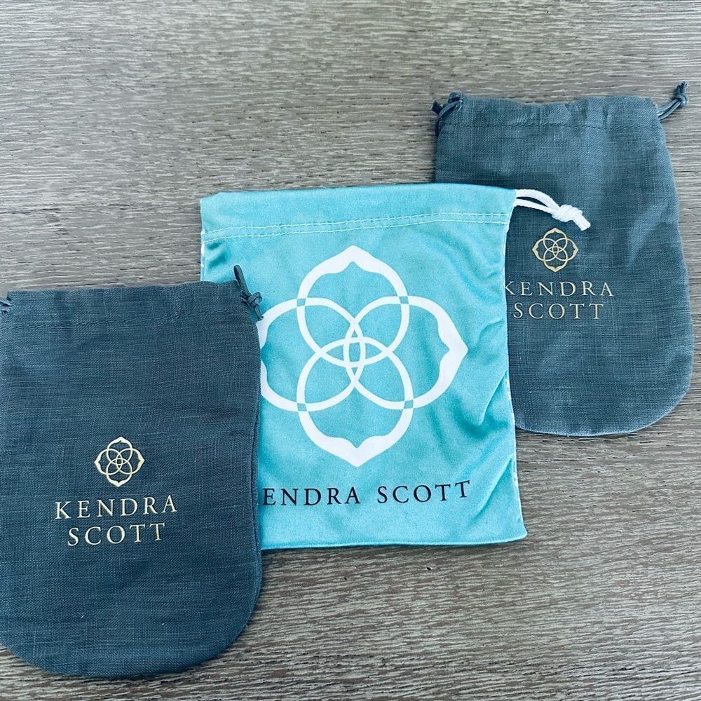 Kendra Scott Jewelry Drawstring Gift Bags Lot Blue Gray